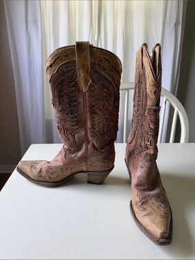 CORRAL WOMEN'S CRACKLE DISTRESSED ANTIQUE SADDLE COWGIRL COWBOY  BOOT R2227